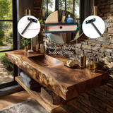 Morvyn Live Edge Solid Wood Floating Bathroom Vanity with Integrated Sink - Timberustic Floating Bathroom Vanity with Integrated Sink