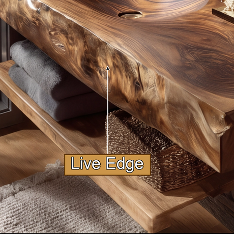 Morvyn Live Edge Solid Wood Floating Bathroom Vanity with Integrated Sink - Timberustic Floating Bathroom Vanity with Integrated Sink