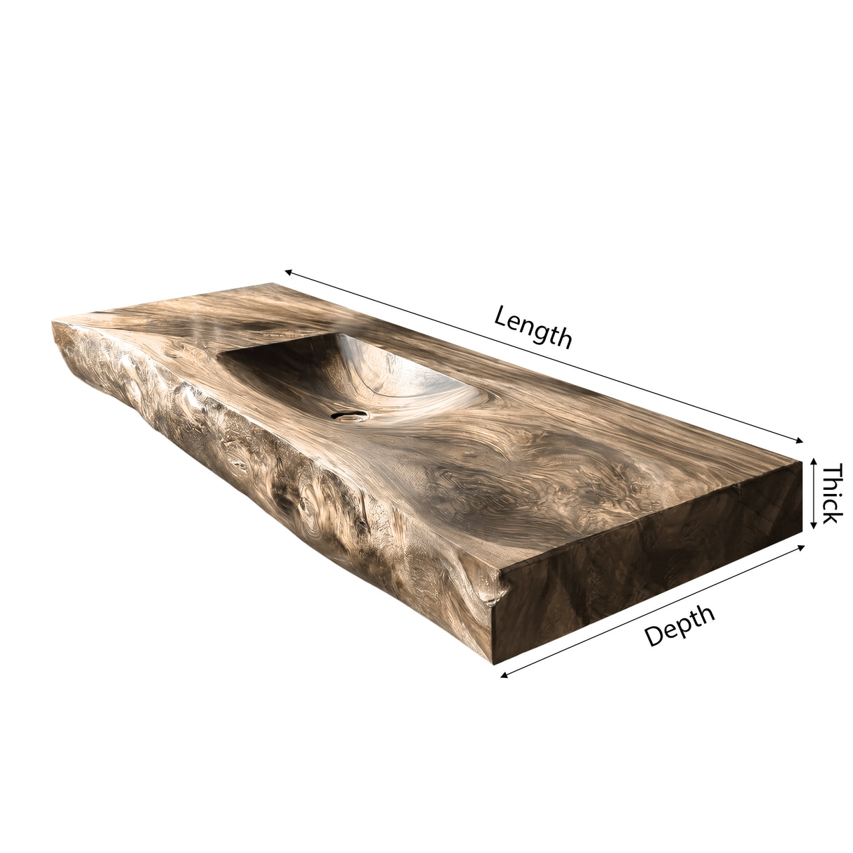 Morvyn Live Edge Solid Wood Floating Bathroom Vanity with Integrated Sink - Timberustic Floating Bathroom Vanity with Integrated Sink