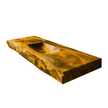 Morvyn Live Edge Solid Wood Floating Bathroom Vanity with Integrated Sink Teak - Timberustic Floating Bathroom Vanity with Integrated Sink