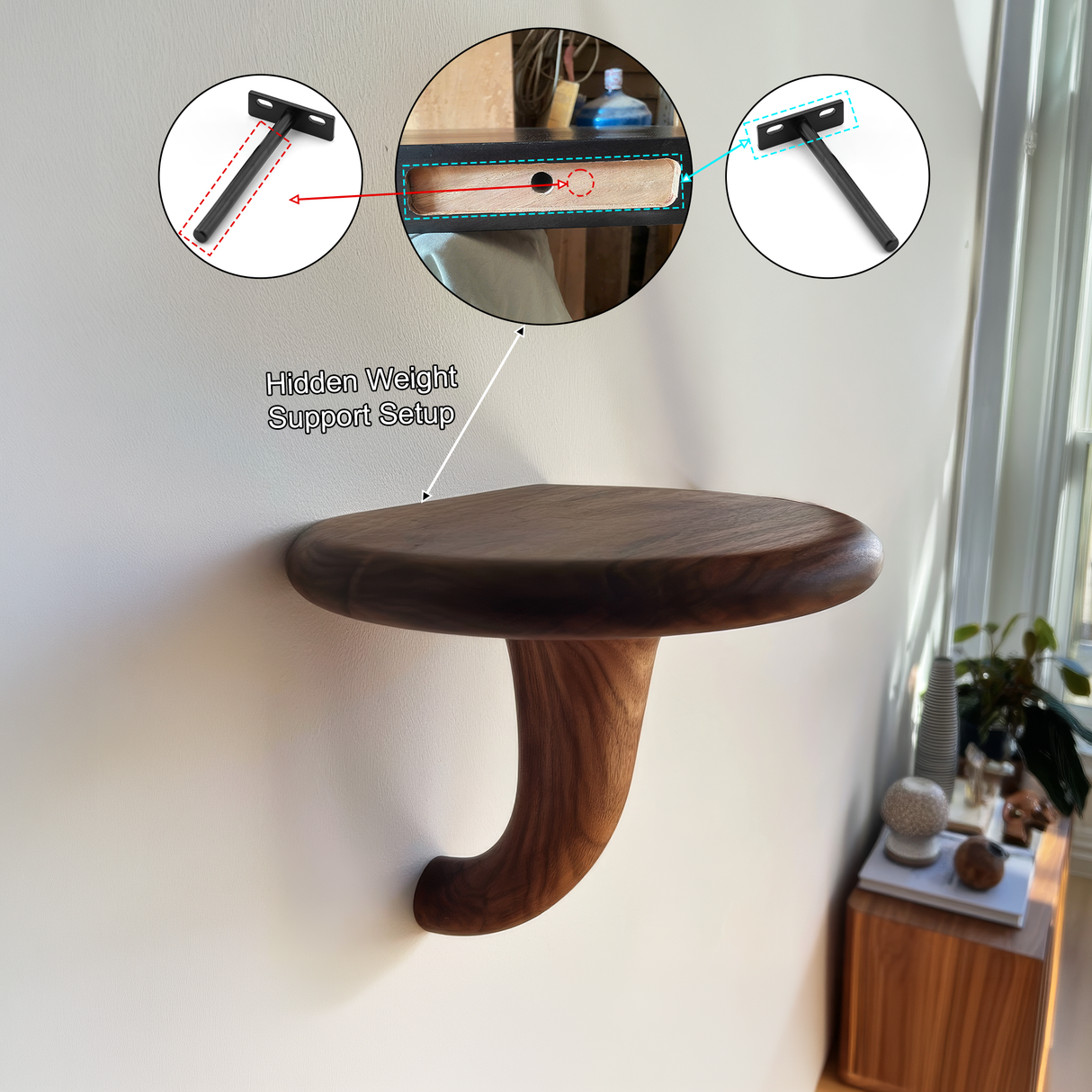 Morvyn Mushroom Solid Wood Floating Shelf SPA548239 - Timberustic Floating Shelf