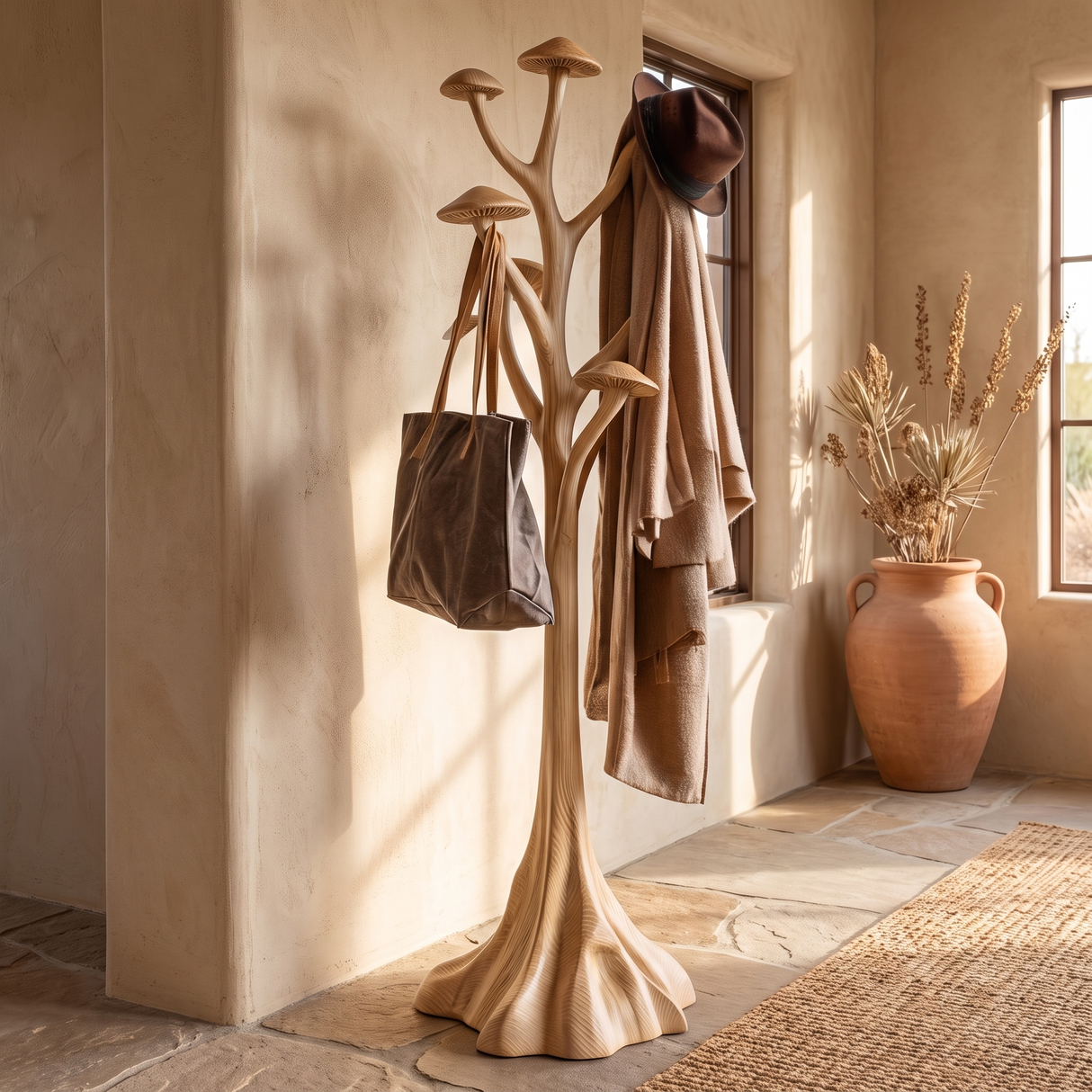 Mosshollow Handcrafted Sculpted Solid Wood Tree Coat Rack - Timberustic Tree Coat Rack