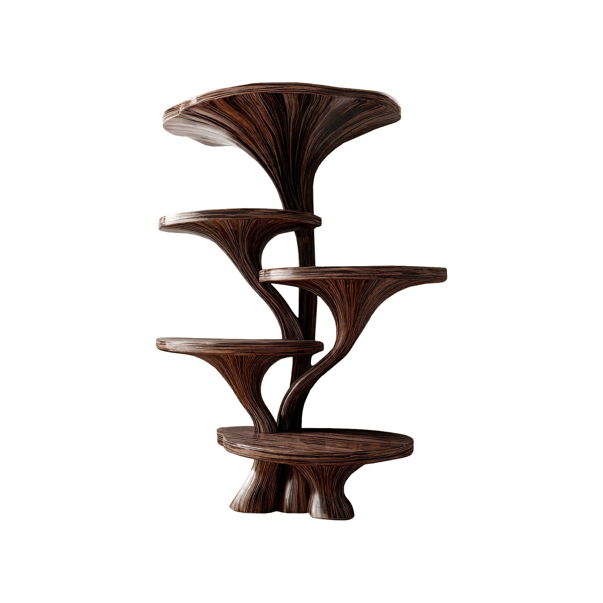 Mycelia Handcrafted Natural Hardwood Mushroom Bookshelf