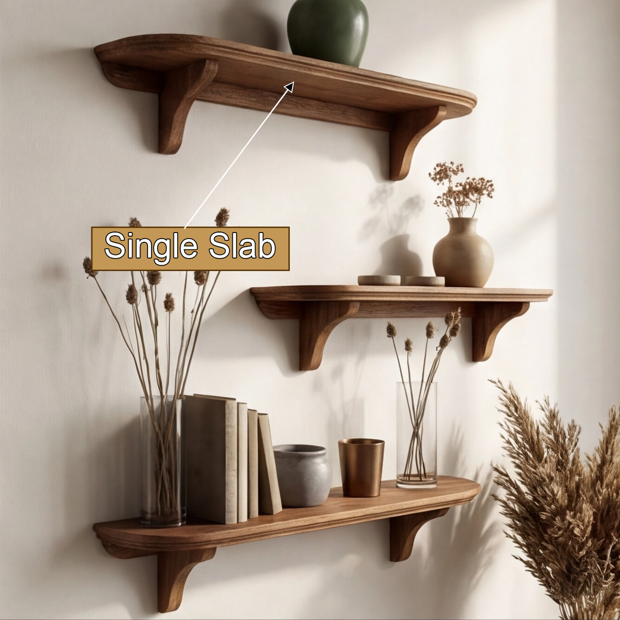 Mycelia Organic Wood Live Edge Mushroom Floating Shelf - Timberustic Floating Shelf