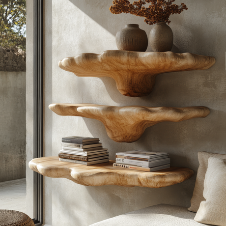 Mycelune Live Edge Solid Wood Mushroom Floating Shelf SPA924212 - Timberustic Floating Shelf