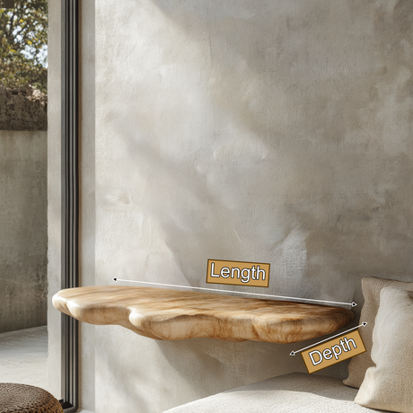 Mycelune Live Edge Solid Wood Mushroom Floating Shelf SPA924212 - Timberustic Floating Shelf