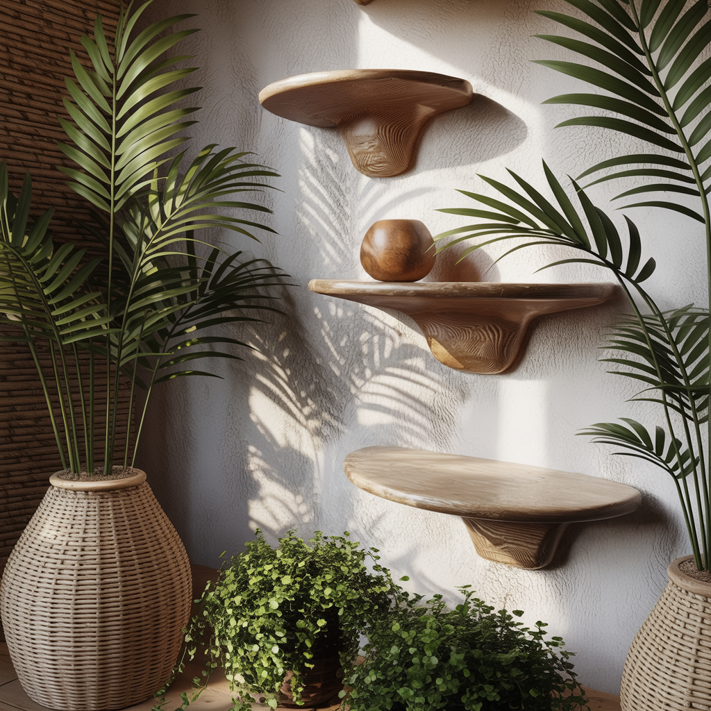 Mycora Solid Wood Mushroom Floating Shelf