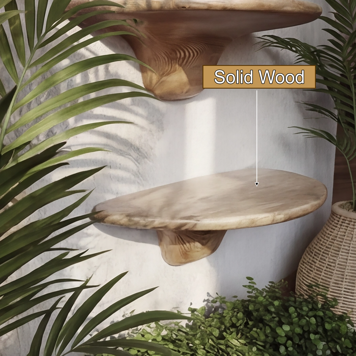 Mycora Solid Wood Mushroom Floating Shelf - Timberustic Floating Shelf