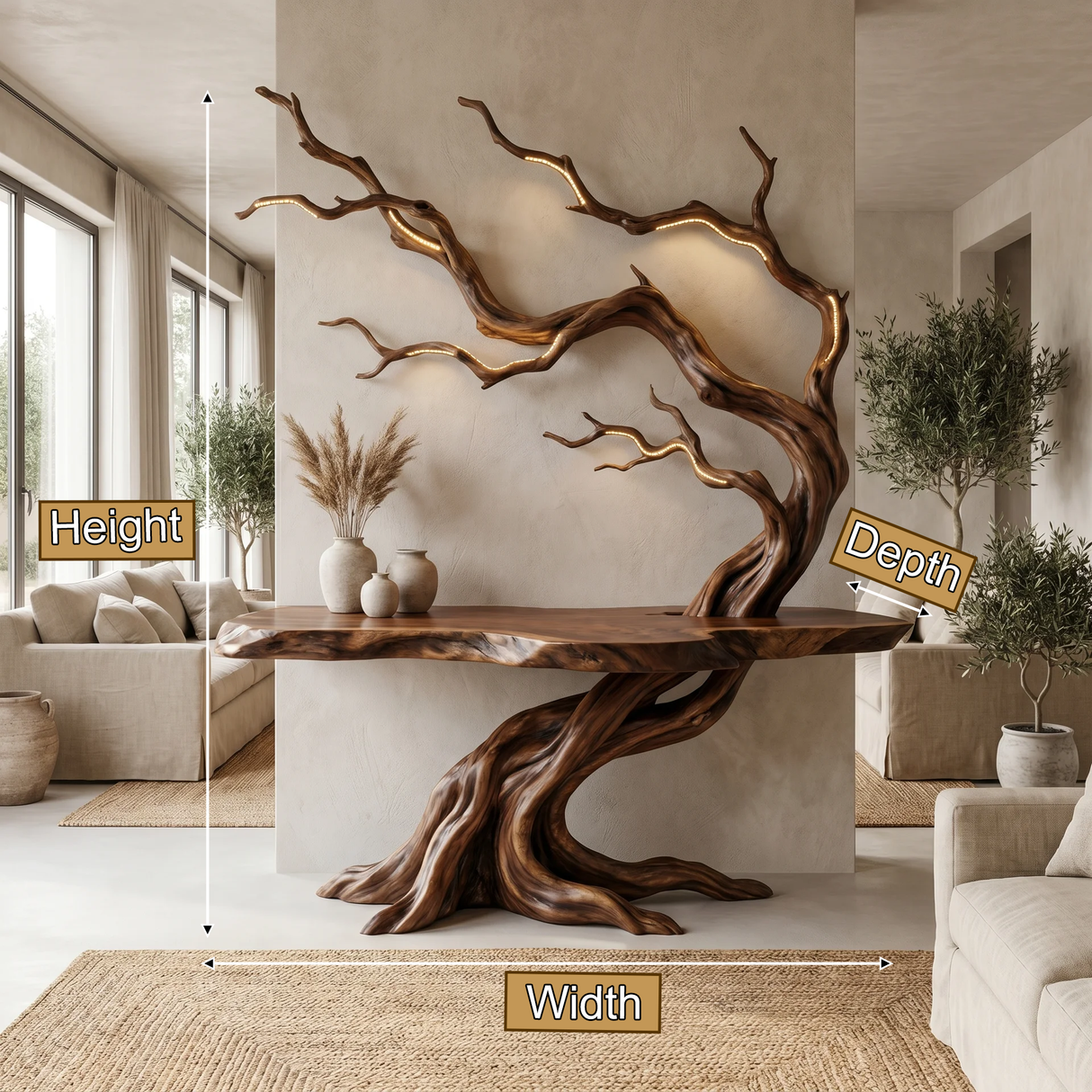 Myraketh Sculpted Solid Wood Console Table