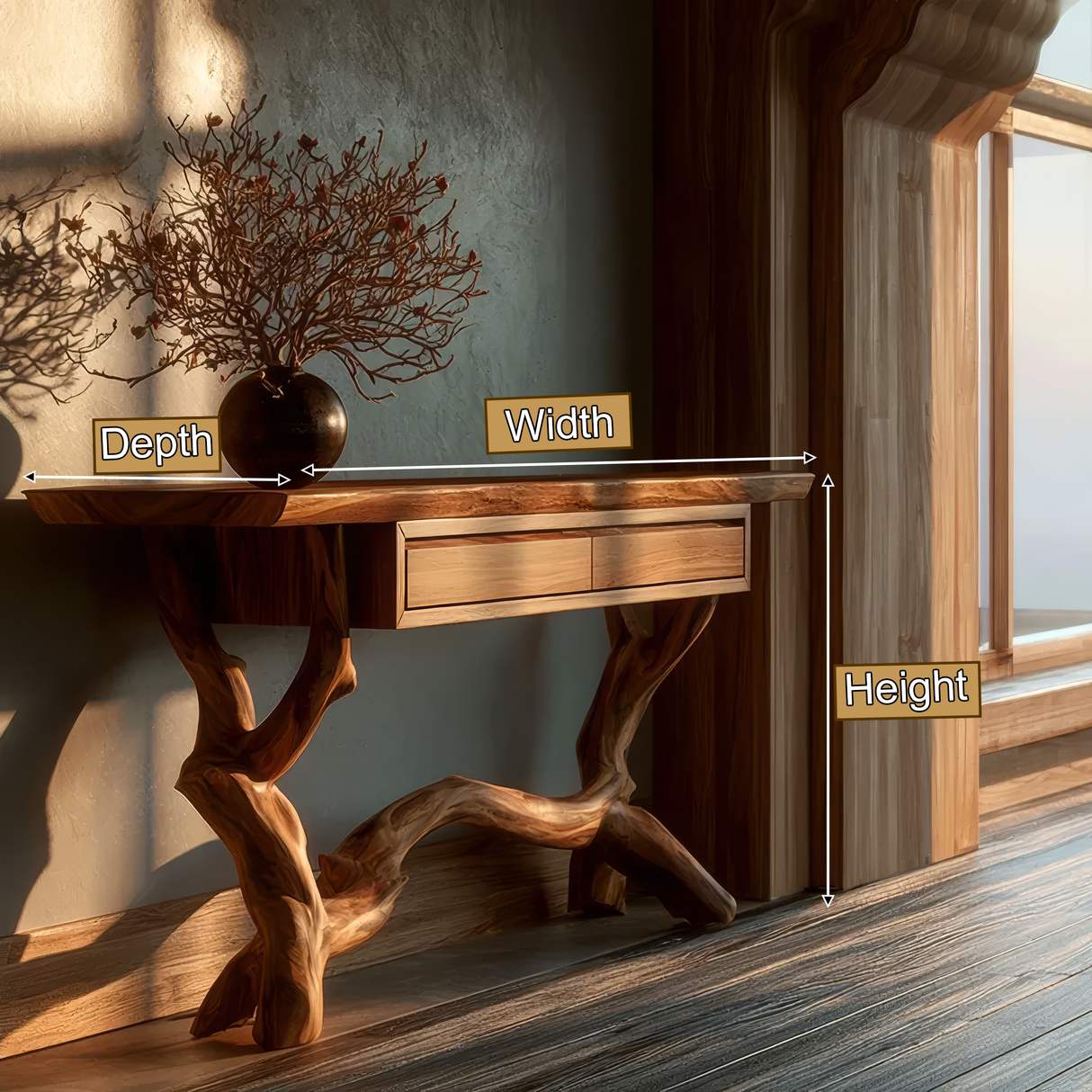 Myraveth Sculpted Solid Wood Console Table SPA295874