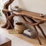 Myrrenvale Sculpted Solid Wood Console Table
