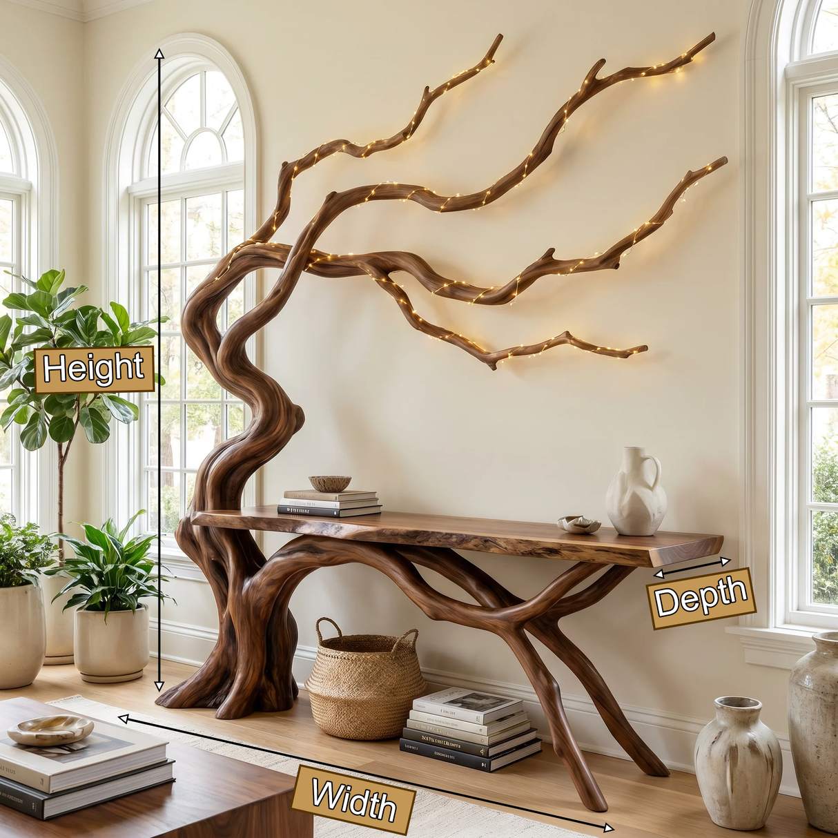 Myrrenvale Sculpted Solid Wood Console Table