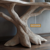 Myrrion Sculpted Solid Wood Console Table with Shelves - Timberustic Console Table with Shelves