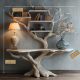 Myrrion Sculpted Solid Wood Console Table with Shelves - Timberustic Console Table with Shelves