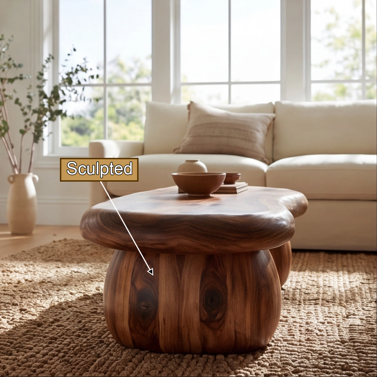 Mystrava Sculpted Solid Wood Coffee Table - Timberustic Coffee Table