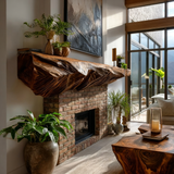 Mystraven Hand-Carved Solid Wood Fireplace Mantel Shelf - Timberustic Fireplace Mantel Shelf
