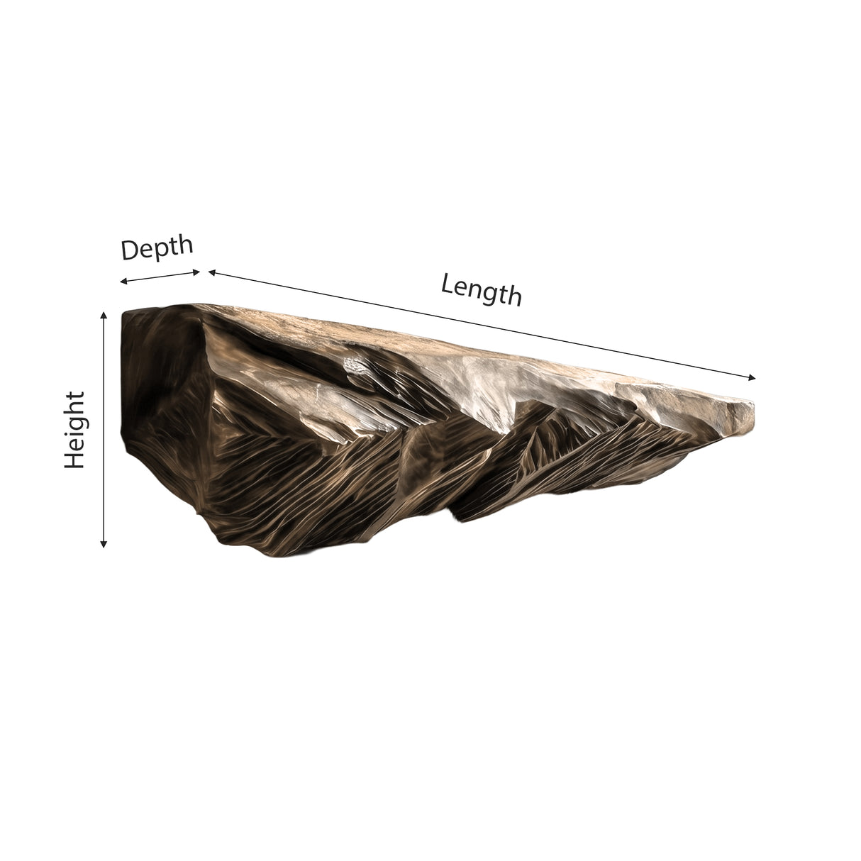 Mystraven Hand-Carved Solid Wood Fireplace Mantel Shelf - Timberustic Fireplace Mantel Shelf