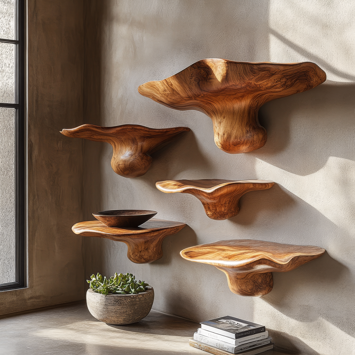 Mytherra Live Edge Solid Wood Mushroom Floating Shelf SPA353852 - Timberustic Floating Shelf