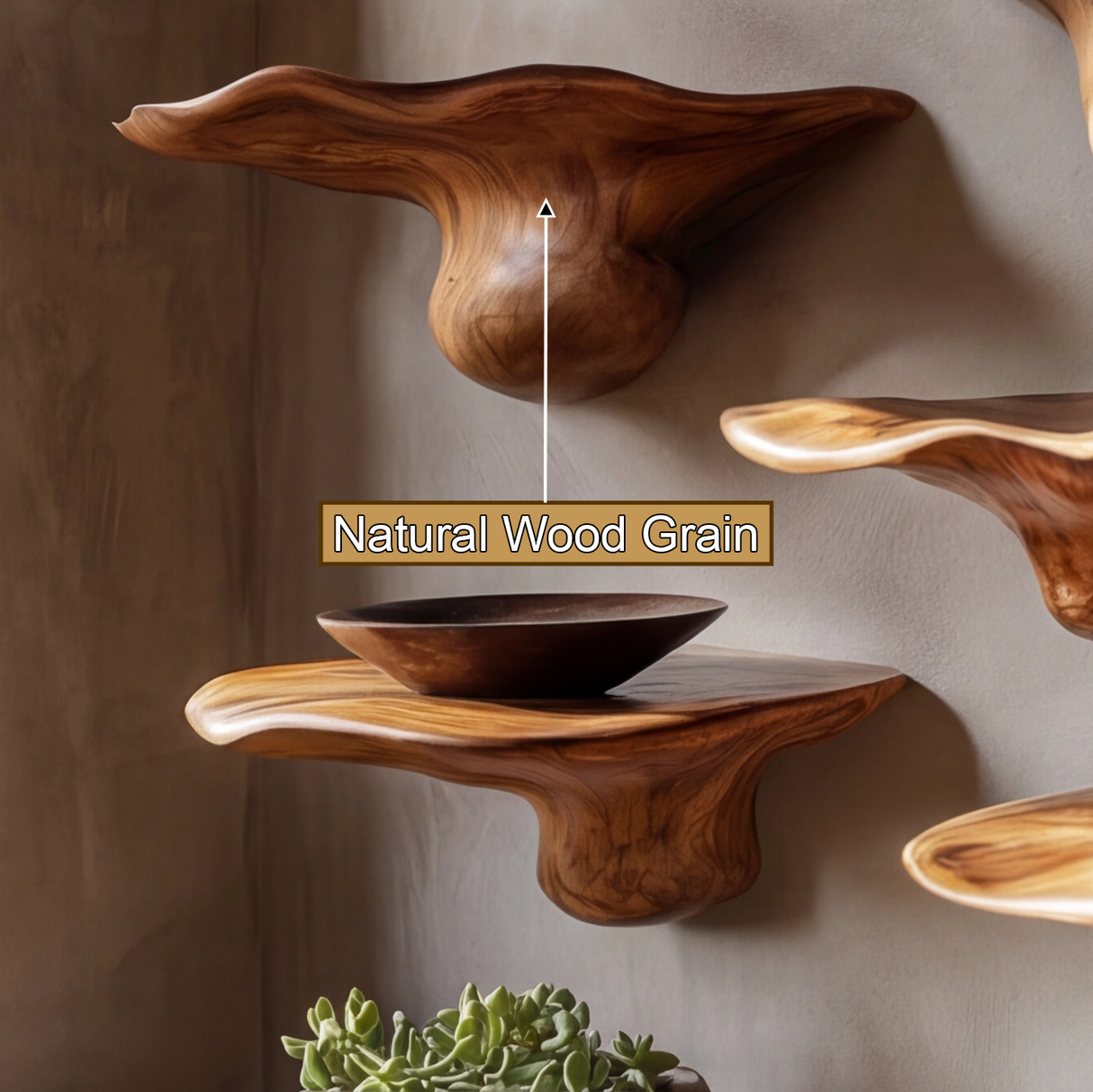 Mytherra Live Edge Solid Wood Mushroom Floating Shelf SPA353852 - Timberustic Floating Shelf