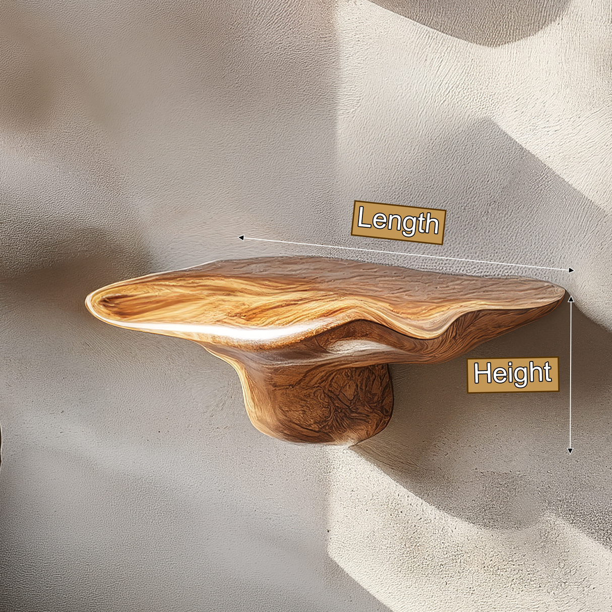 Mytherra Live Edge Solid Wood Mushroom Floating Shelf SPA353852 - Timberustic Floating Shelf