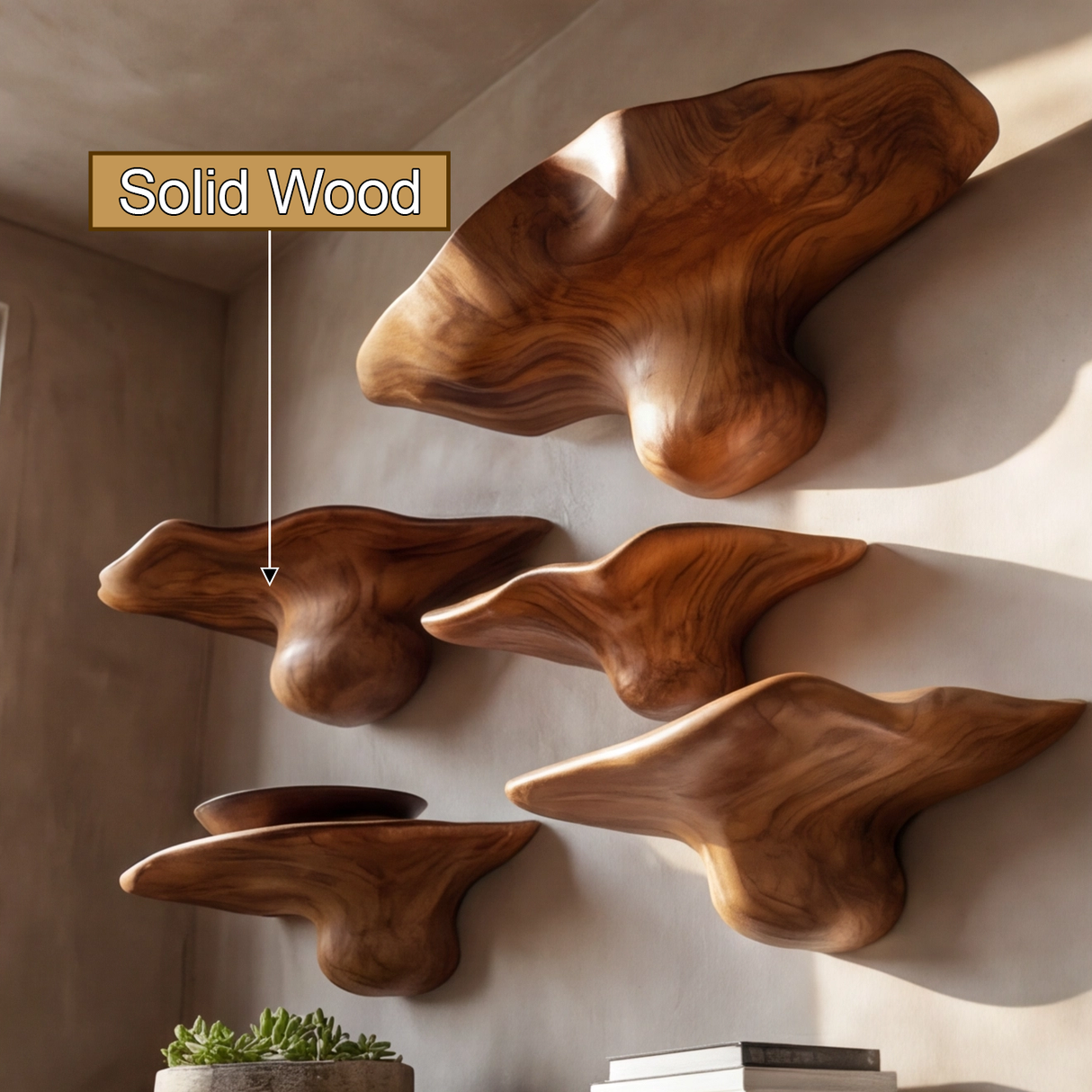 Mytherra Live Edge Solid Wood Mushroom Floating Shelf SPA353852 - Timberustic Floating Shelf