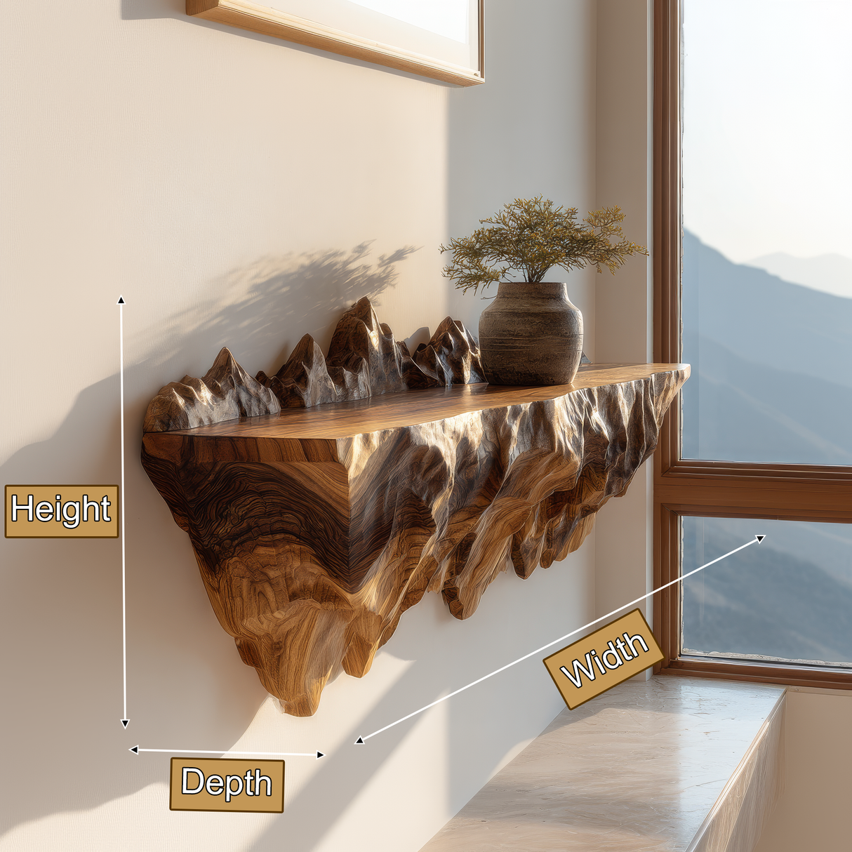 Mythralis Live Edge Solid Wood Mountain Floating Shelf SPA179654 - Timberustic Floating Shelf