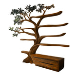 Mythravel Sculpted Solid Wood Tree Bookshelf with Drawers Brown - Timberustic Tree Bookshelf