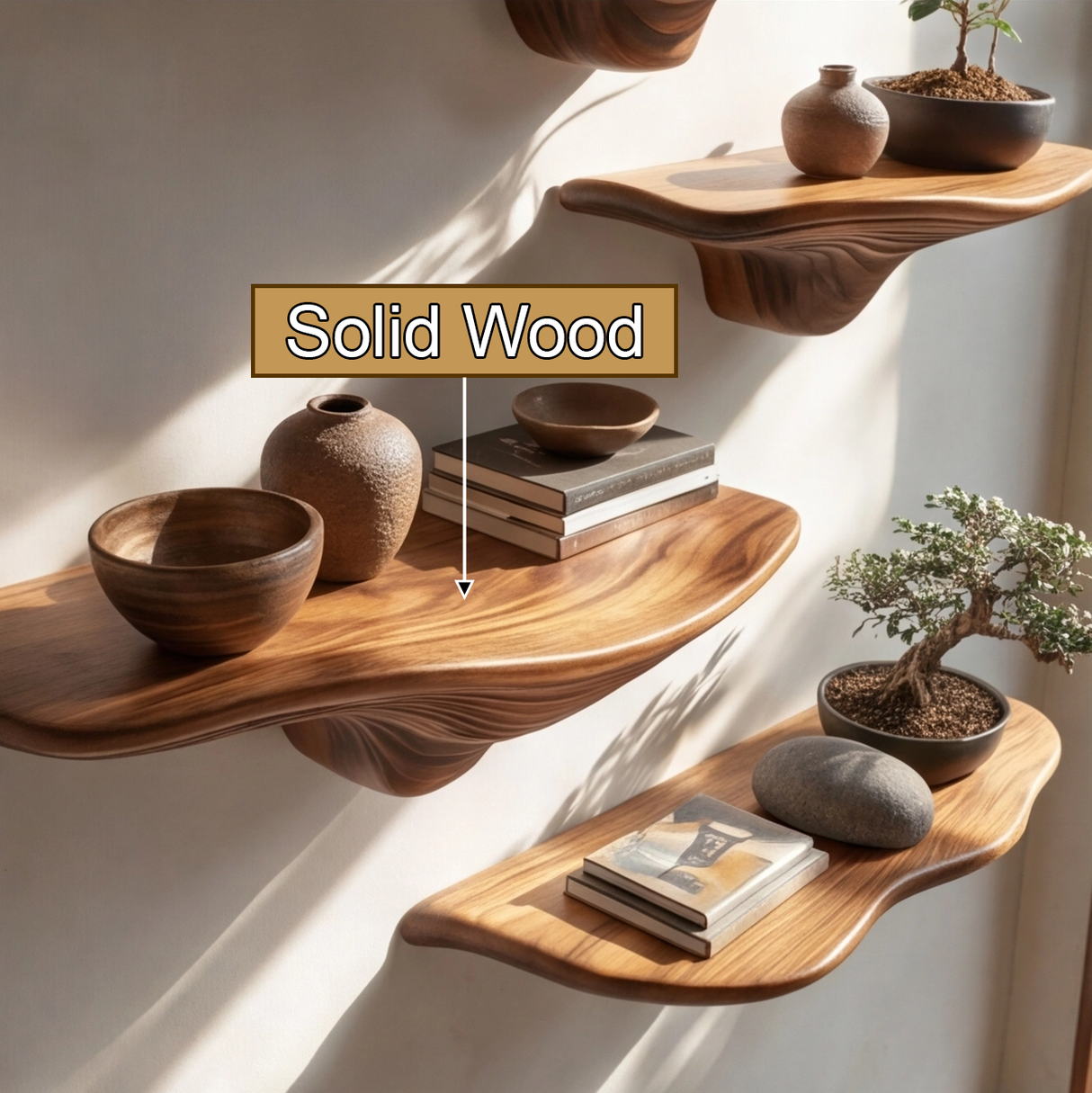 Mythrune Solid Wood Mushroom Floating Shelf SPA349387 - Timberustic Floating Shelf