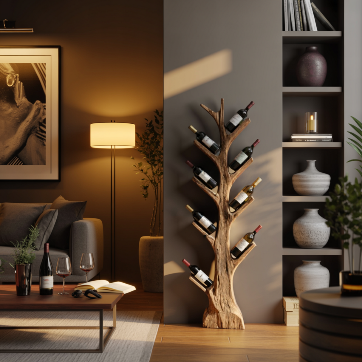 Natural Aesthetic Solid Wood Wine Rack