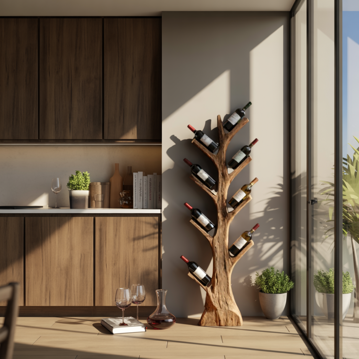 Natural Aesthetic Solid Wood Wine Rack