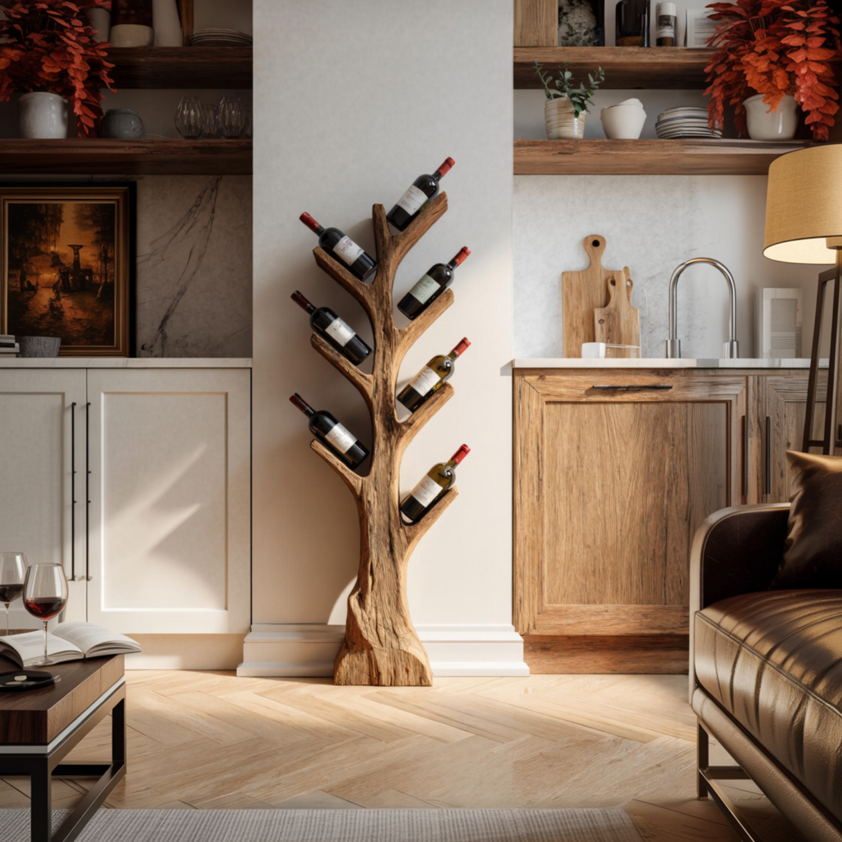 Natural Aesthetic Solid Wood Wine Rack