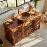 Oakwyn Live Edge Solid Wood Freestanding Bathroom Vanity with Drawers