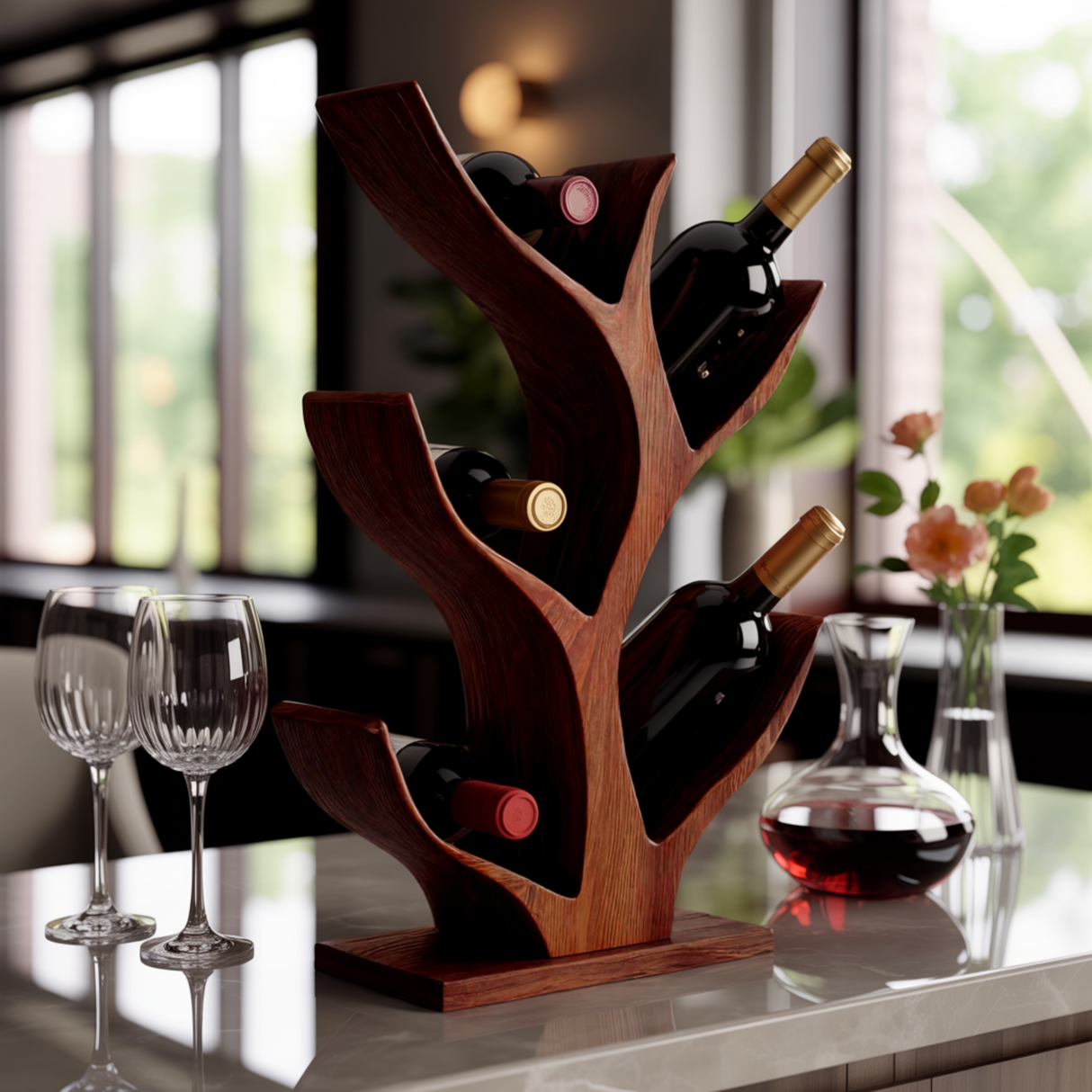 Nature Inspired Solid Wood Wine Rack
