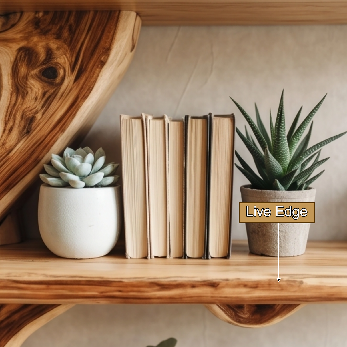 Natureroot Live-Edge Solid Wood Tree Bookshelf - Timberustic Tree Bookshelf