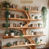 Natureroot Live-Edge Solid Wood Tree Bookshelf - Timberustic Tree Bookshelf