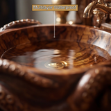 Nautivar Octopus Form Handcarved Solid Wood Sculpted Vessel Sink - Timberustic Vessel Sinks