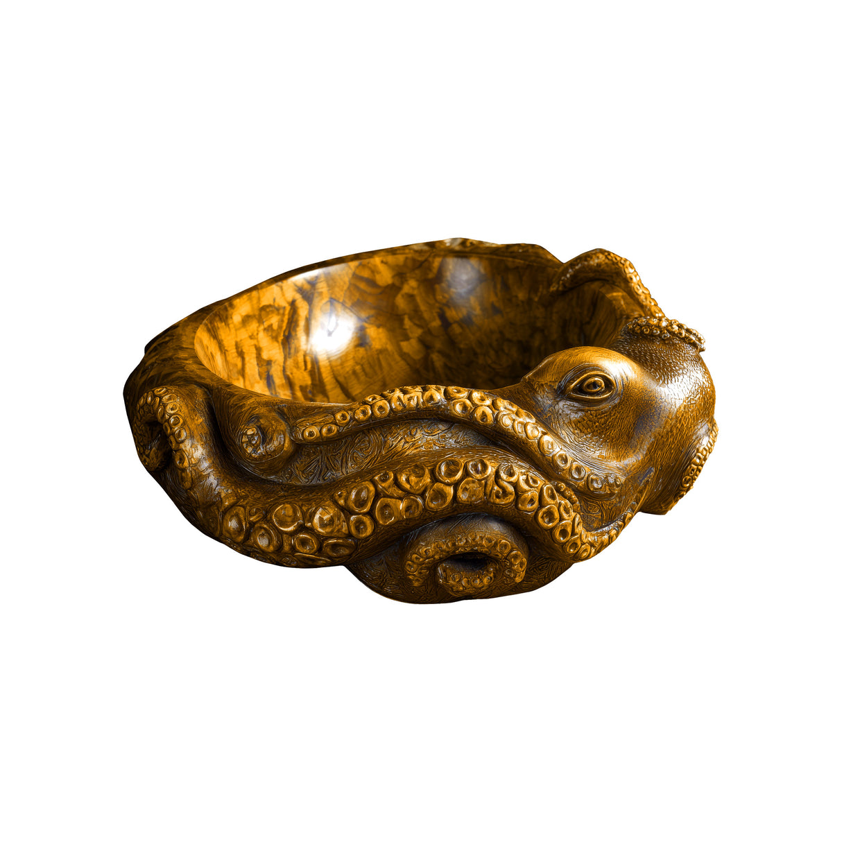 Nautivar Octopus Form Handcarved Solid Wood Sculpted Vessel Sink Teak - Timberustic Vessel Sinks