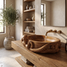Nautivor Handcrafted Solid Wood Octopus Vessel Sink Brown - Timberustic Vessel Sinks