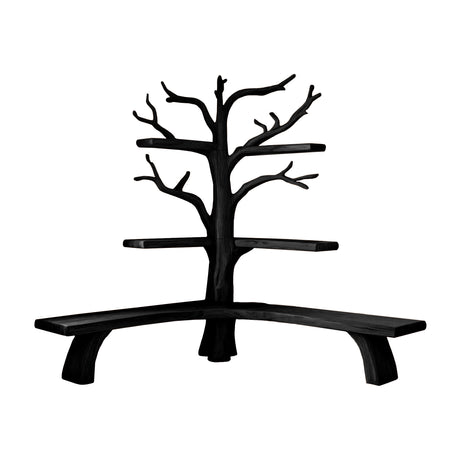 Nerav Live Edge Tree Bookshelf with Bench