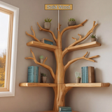 Nerav Live Edge Tree Bookshelf with Bench - Timberustic Tree Bookshelf