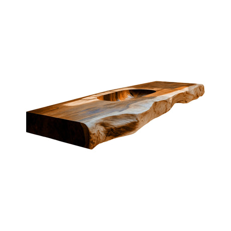 Nerava Live Edge Solid Wood Floating Bathroom Vanity with Integrated Sink Brown - Timberustic Floating Bathroom Vanity with Integrated Sink