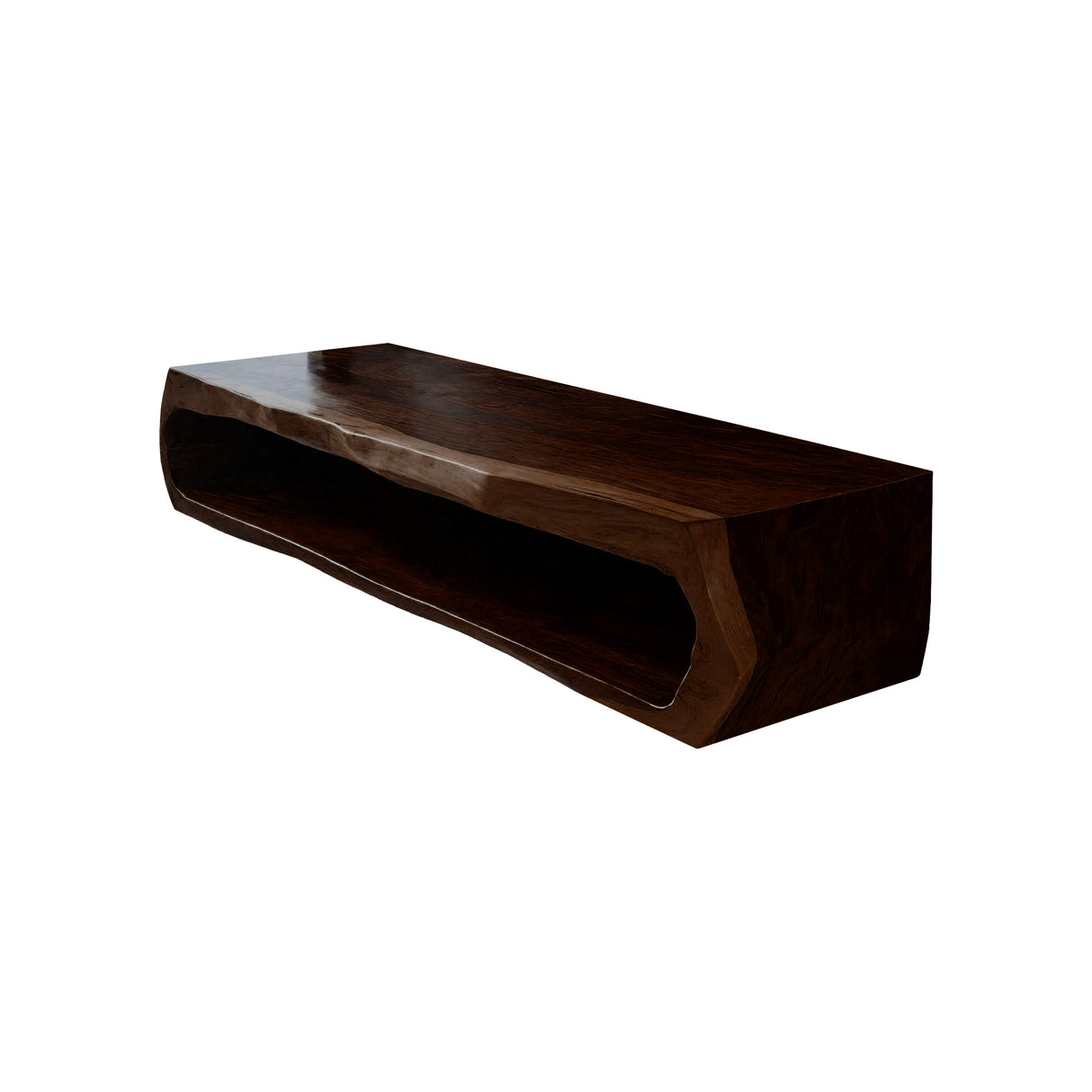 Nerava Sculpted Solid Wood Floating Bathroom Vanity with Open Storage Dark Walnut - Timberustic Floating Bathroom Vanity with Open Storage