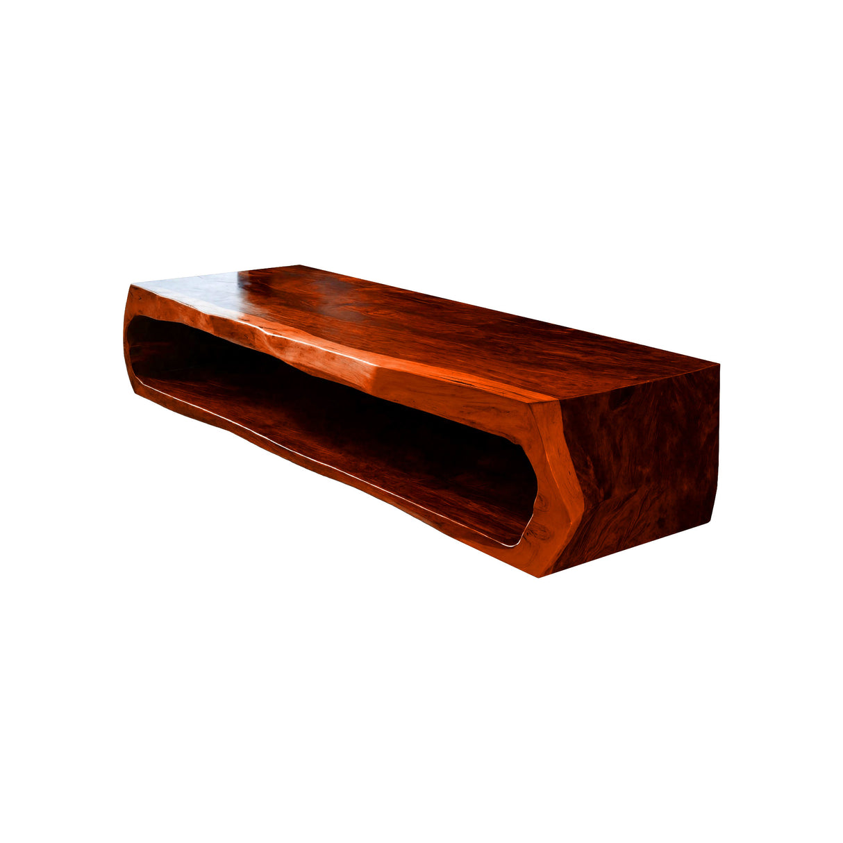 Nerava Sculpted Solid Wood Floating Bathroom Vanity with Open Storage Mahogany - Timberustic Floating Bathroom Vanity with Open Storage