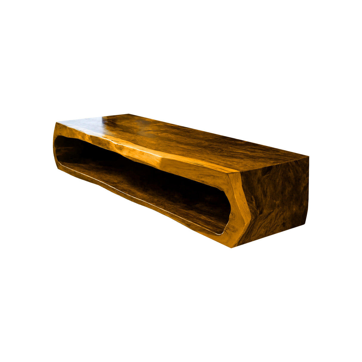 Nerava Sculpted Solid Wood Floating Bathroom Vanity with Open Storage Teak - Timberustic Floating Bathroom Vanity with Open Storage