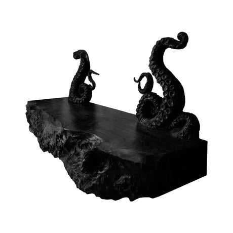 Nerithal Octopus Form Sculpted Solid Wood Floating Bathroom Vanity Black - Timberustic Floating Bathroom Vanity