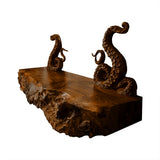 Nerithal Octopus Form Sculpted Solid Wood Floating Bathroom Vanity Brown - Timberustic Floating Bathroom Vanity