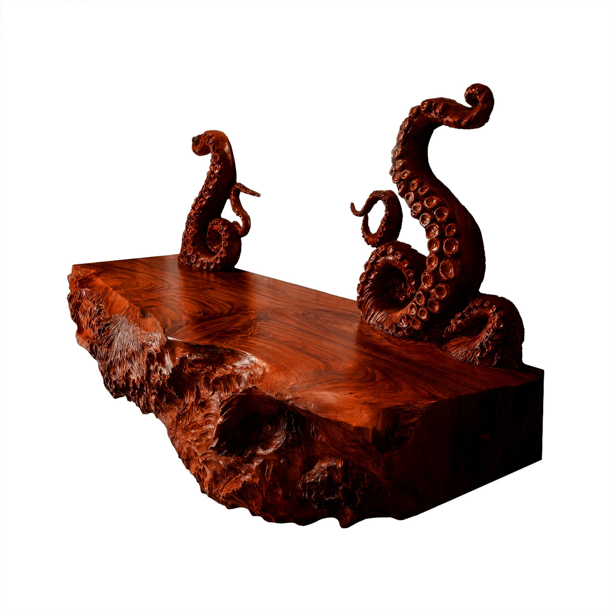 Nerithal Octopus Form Sculpted Solid Wood Floating Bathroom Vanity Mahogany - Timberustic Floating Bathroom Vanity
