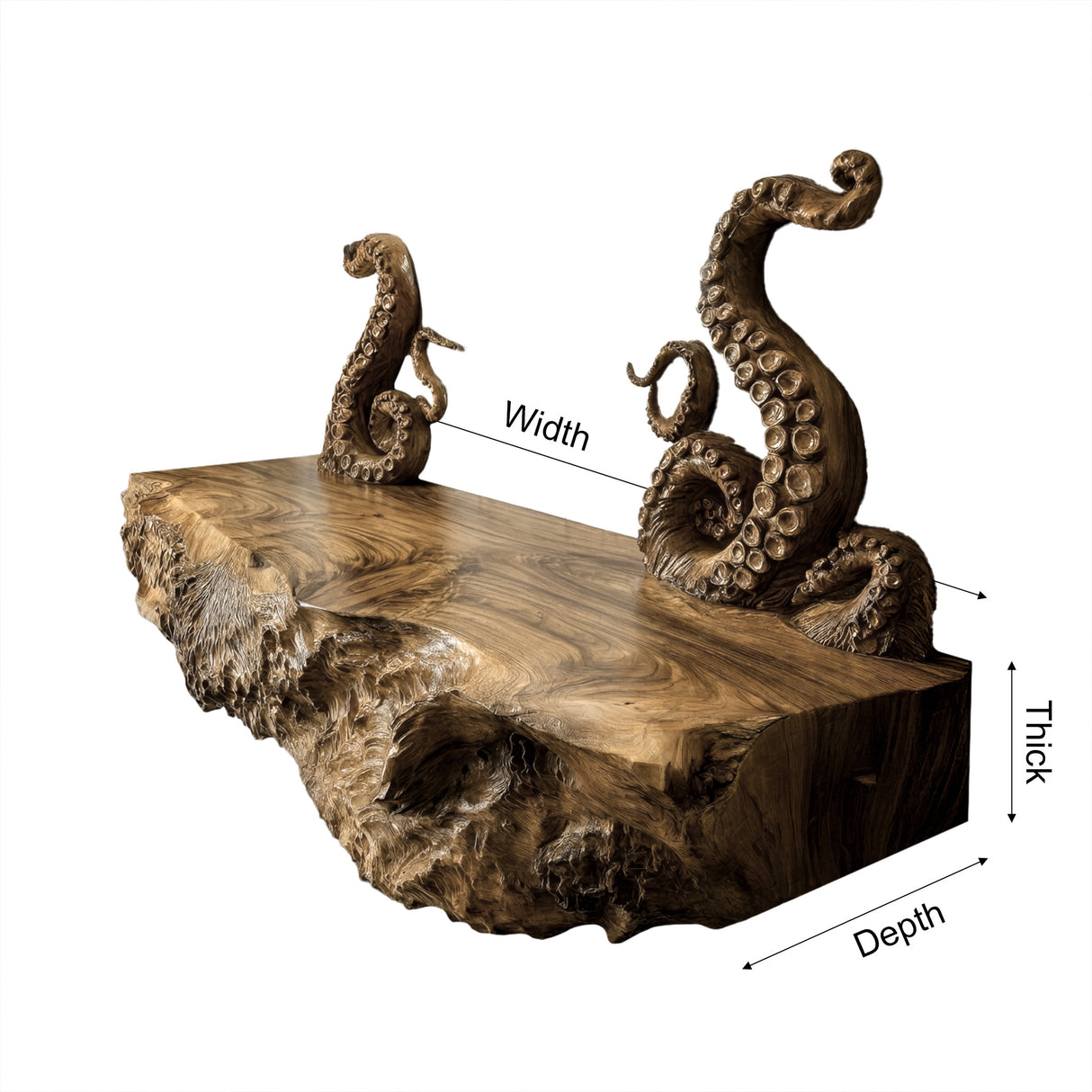 Nerithal Octopus Form Sculpted Solid Wood Floating Bathroom Vanity - Timberustic Floating Bathroom Vanity