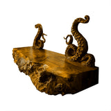 Nerithal Octopus Form Sculpted Solid Wood Floating Bathroom Vanity Teak - Timberustic Floating Bathroom Vanity