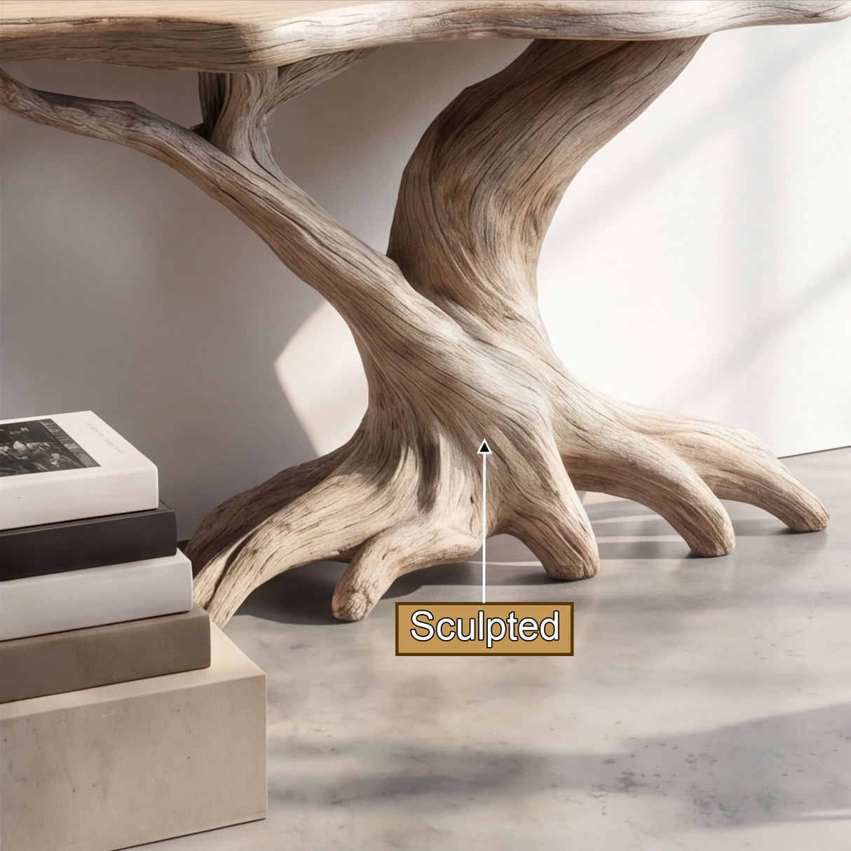 Nerithra Sculpted Solid Wood Console Table with Shelves - Timberustic Console Table with Shelves